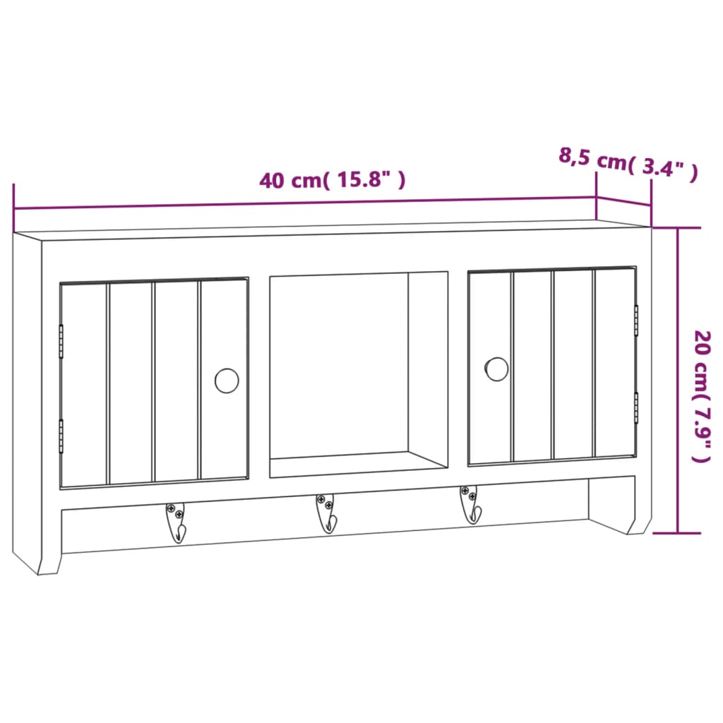 Armoire à clés Blanc 40x8,5x20 cm Bois d'ingénierie et acier - XIOS