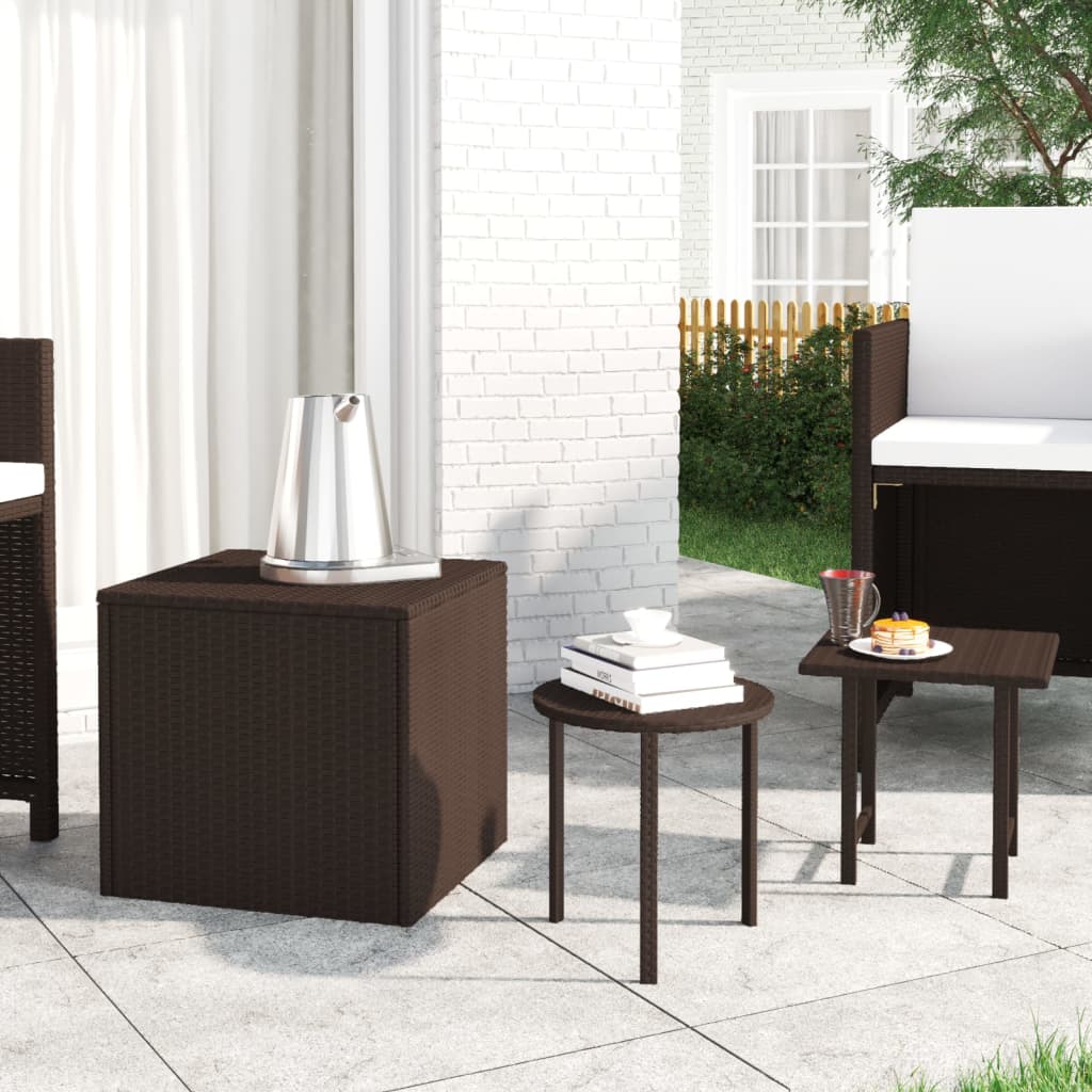 Tables d'appoint 3 pcs marron résine tressée - XIOS