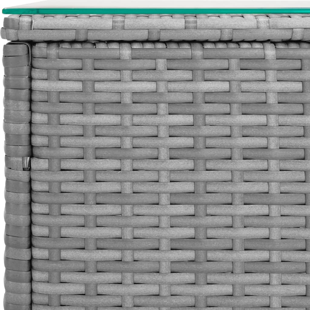 Table d'appoint gris 40x37x40,5 cm poly rotin et verre trempé - XIOS