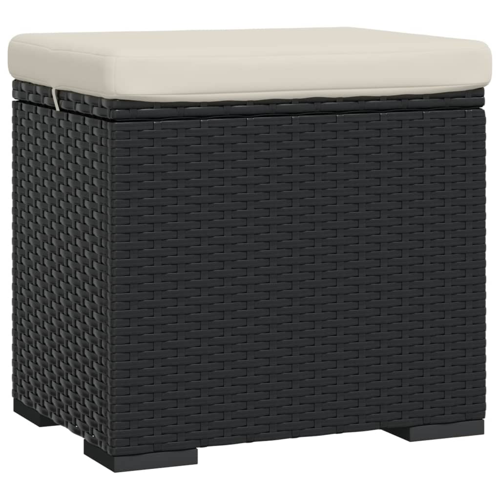 Poufs avec coussins lot de 2 noir 40x30x40 cm résine tressée - XIOS