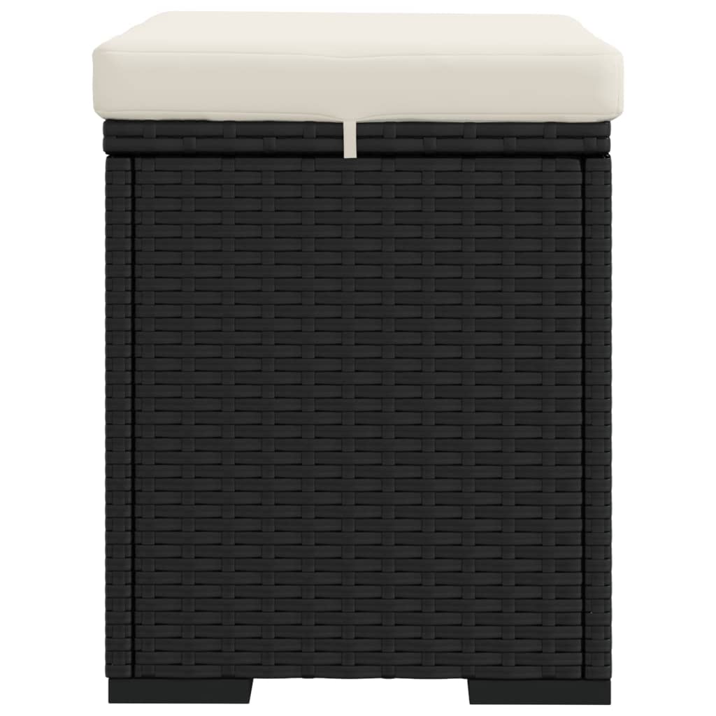 Poufs avec coussins lot de 2 noir 40x30x40 cm résine tressée - XIOS