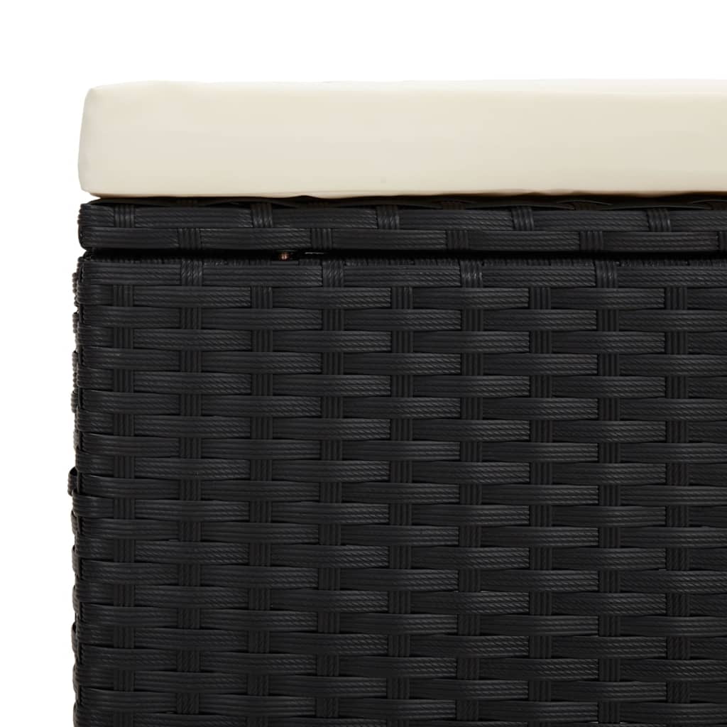 Poufs avec coussins lot de 2 noir 40x30x40 cm résine tressée - XIOS