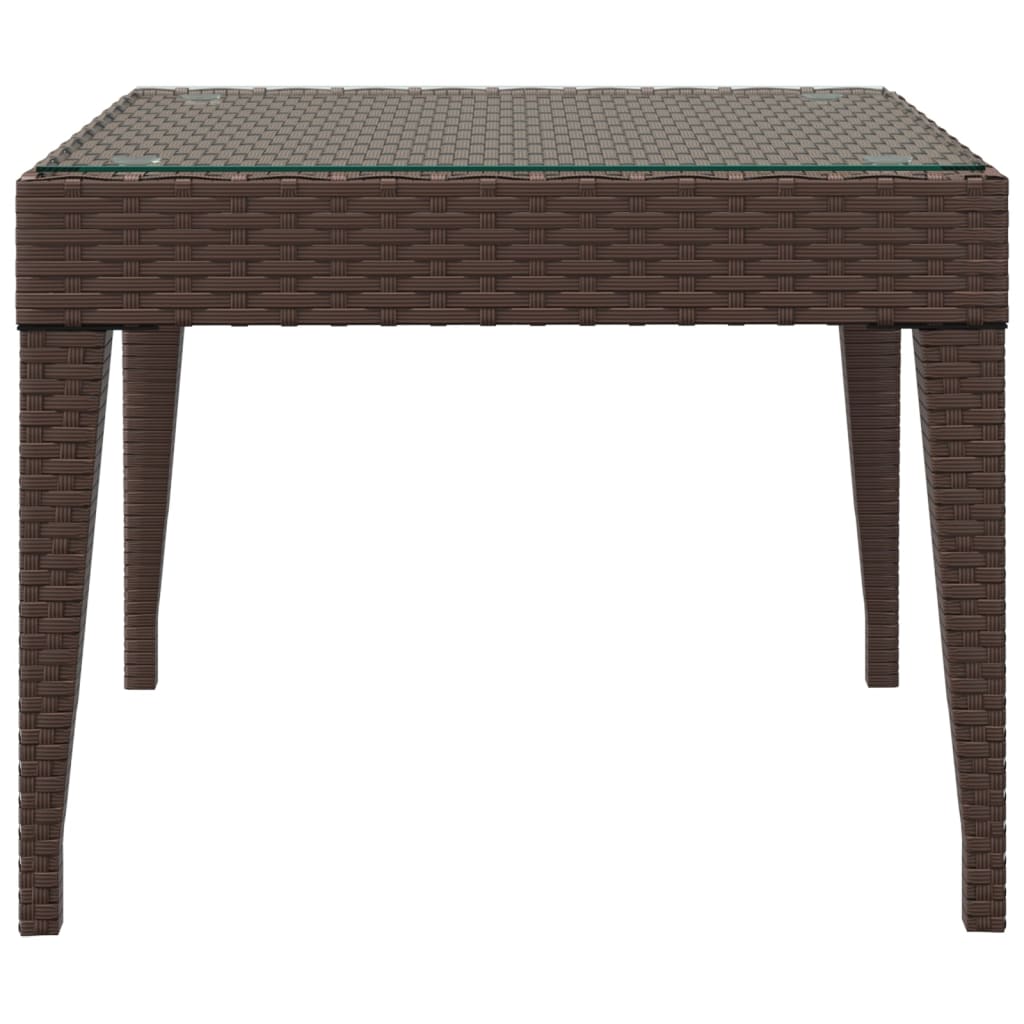 Table d'appoint marron 50x50x38 cm poly rotin et verre trempé - XIOS