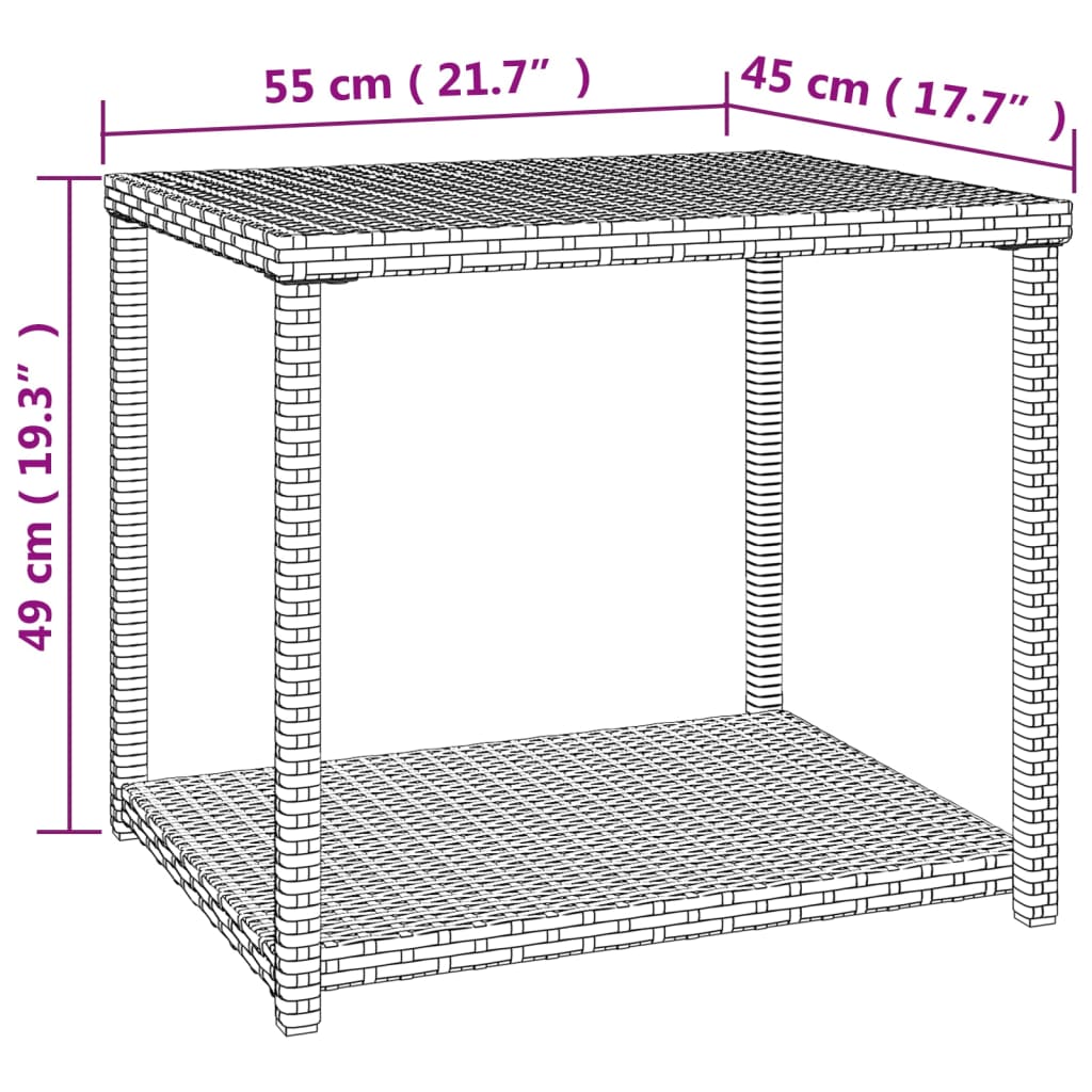 Table d'appoint noir 55x45x49 cm résine tressée - XIOS