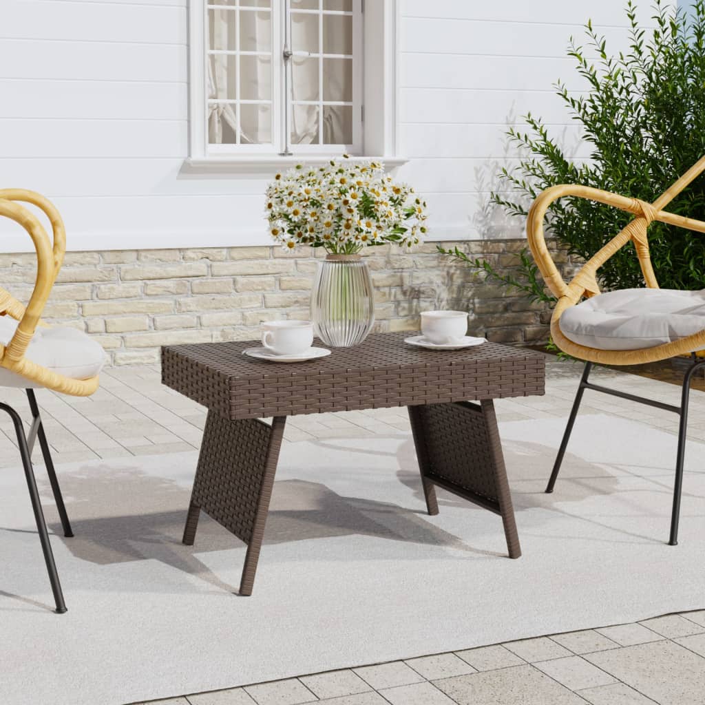 Table d'appoint pliable marron 60x40x38 cm résine tressée Tables d'appoint vidaXL