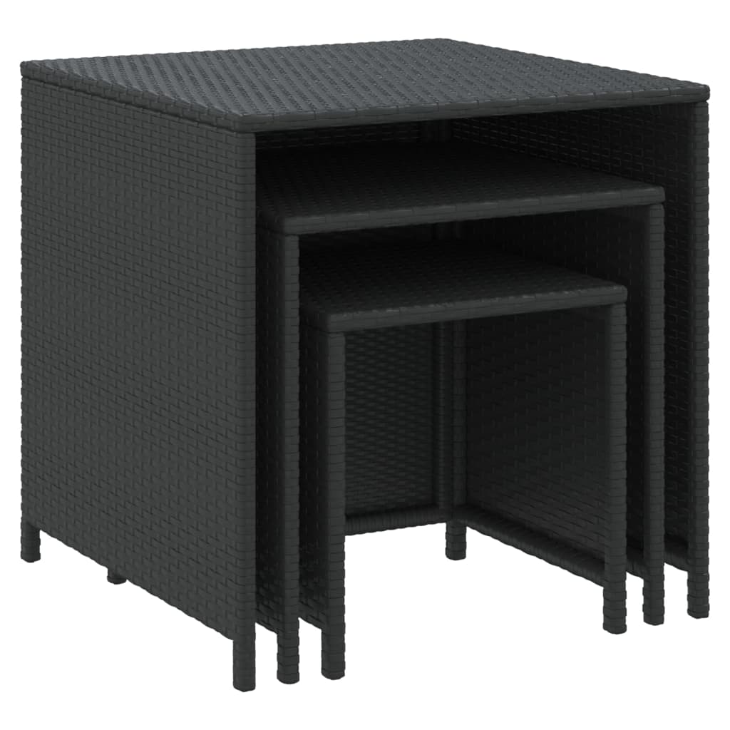 Tables gigognes 3 pcs noir résine tressée - XIOS