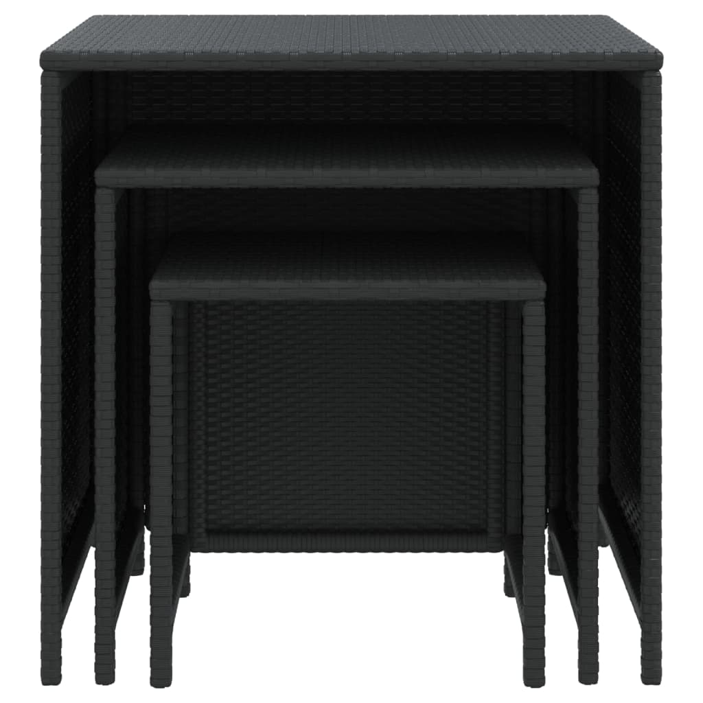 Tables gigognes 3 pcs noir résine tressée - XIOS