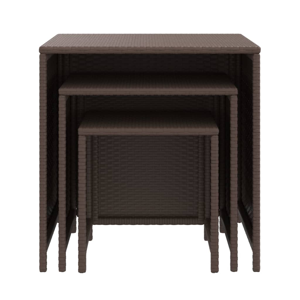 Tables gigognes 3 pcs marron résine tressée - XIOS