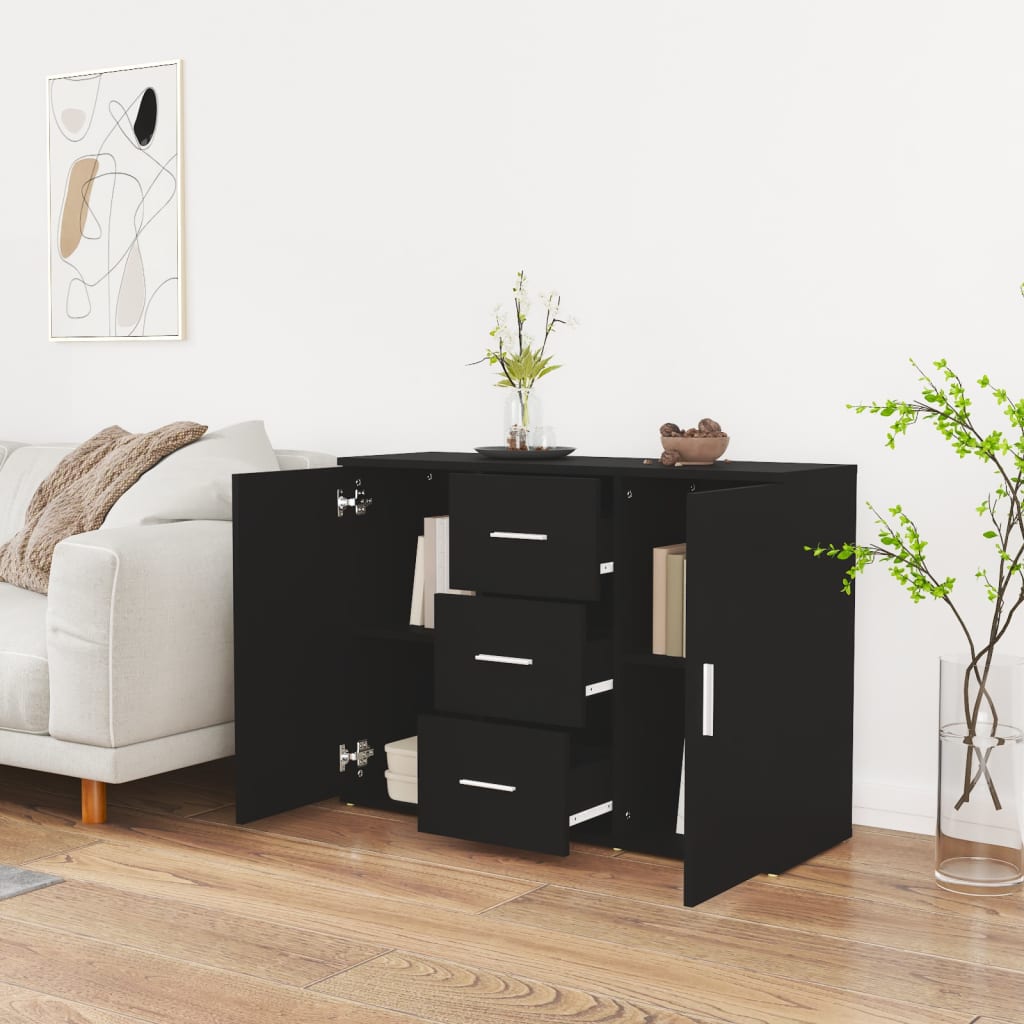 Buffet Noir 91x29,5x65 cm Bois d'ingénierie - XIOS
