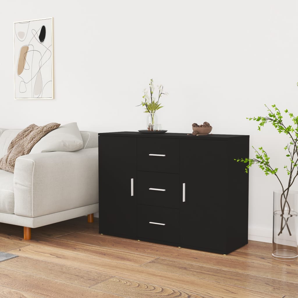 Buffet Noir 91x29,5x65 cm Bois d'ingénierie - XIOS