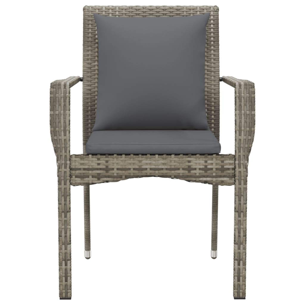 Chaises de jardin avec coussins lot de 2 Résine tressée Gris