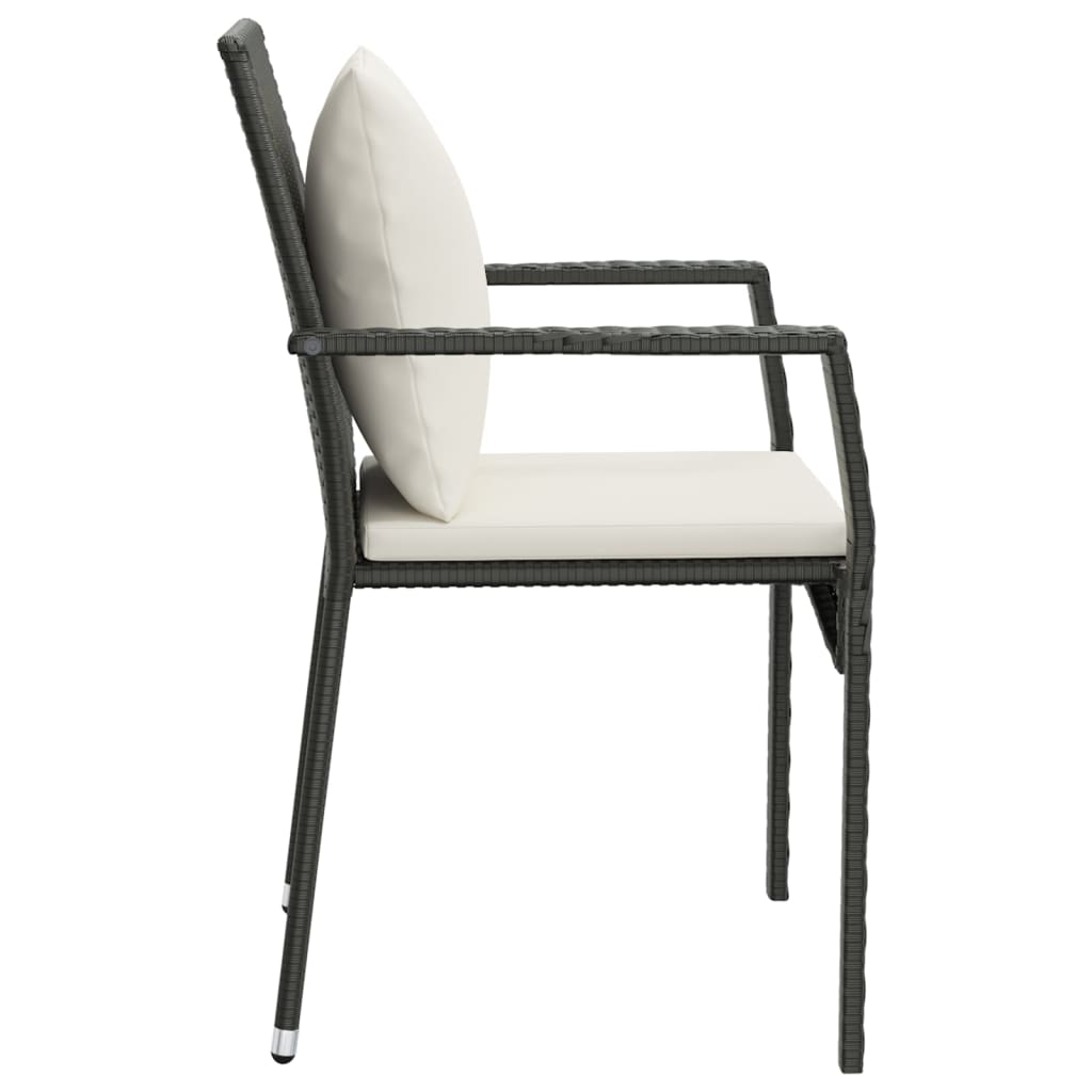 Chaises de jardin lot de 4 avec coussins Résine tressée Noir