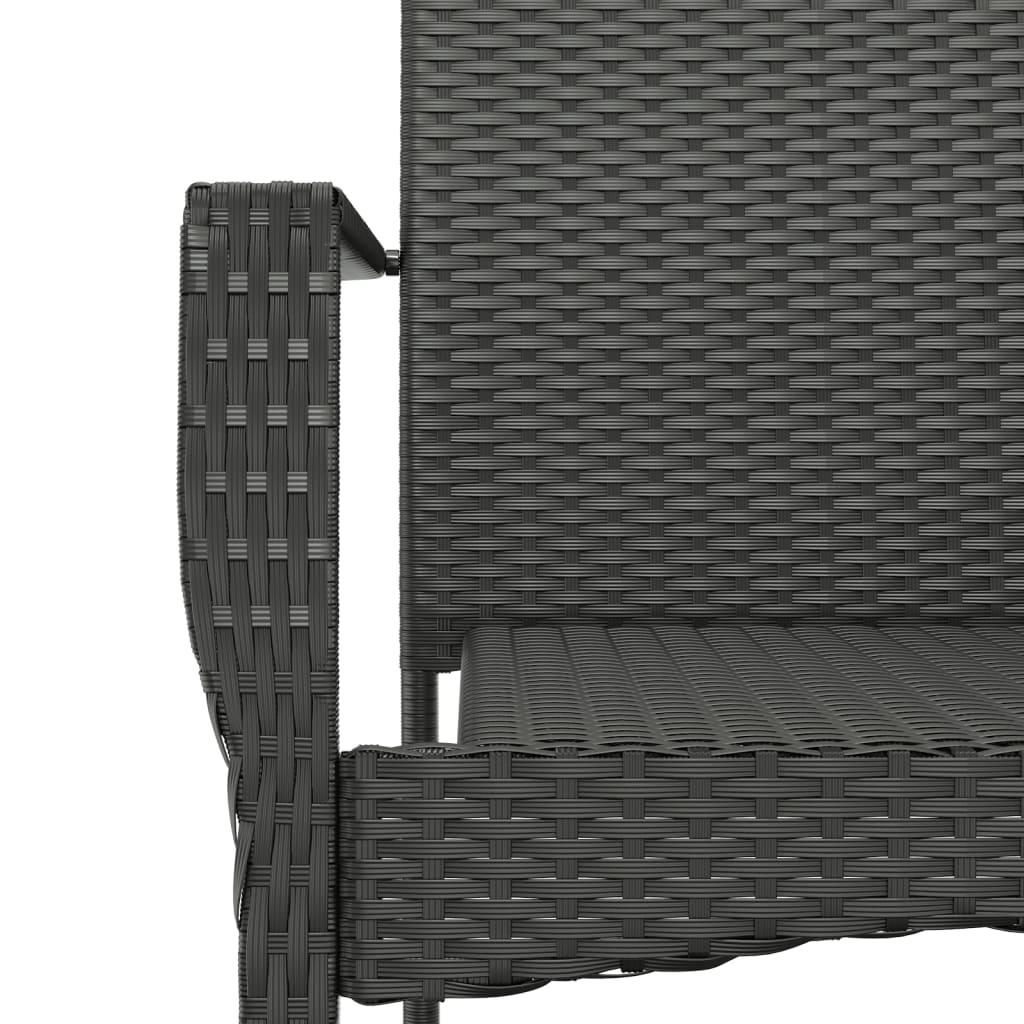 Chaises de jardin lot de 4 avec coussins Résine tressée Noir