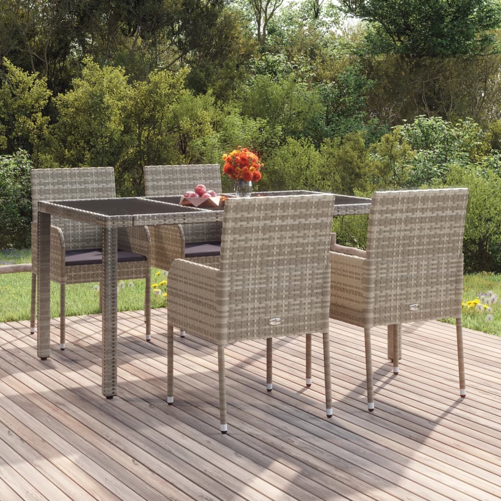 Chaises de jardin avec coussins lot de 4 Résine tressée Gris Chaises de jardin vidaXL