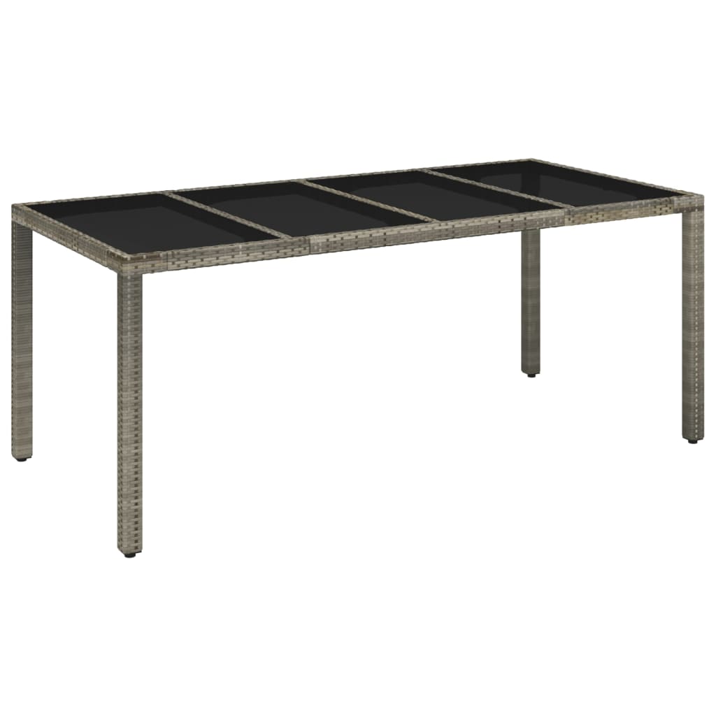 Table de jardin dessus en verre Gris 190x90x75cm Résine tressée Tables de jardin vidaXL