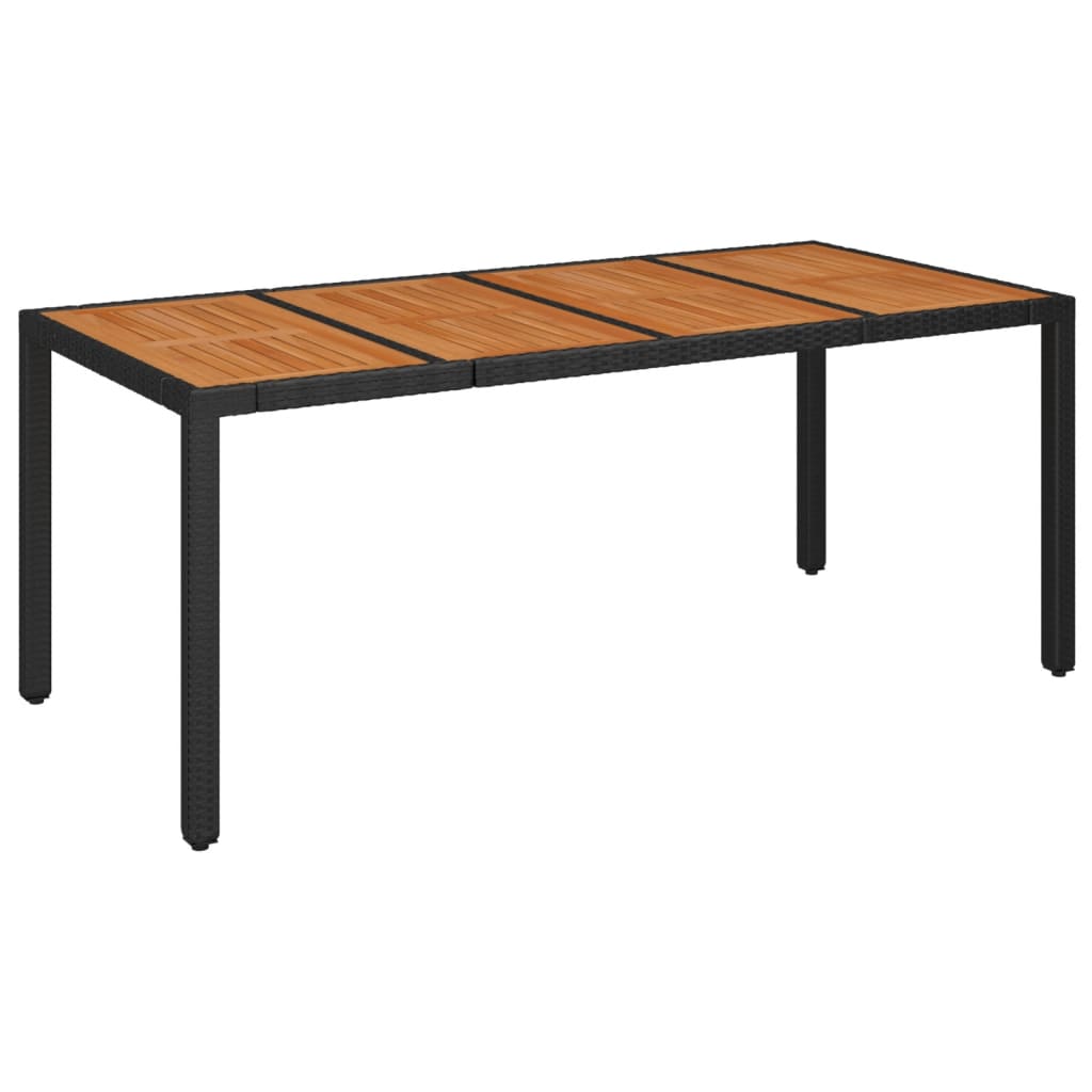 Table de jardin dessus en bois Noir 190x90x75 cm Résine tressée Tables de jardin vidaXL