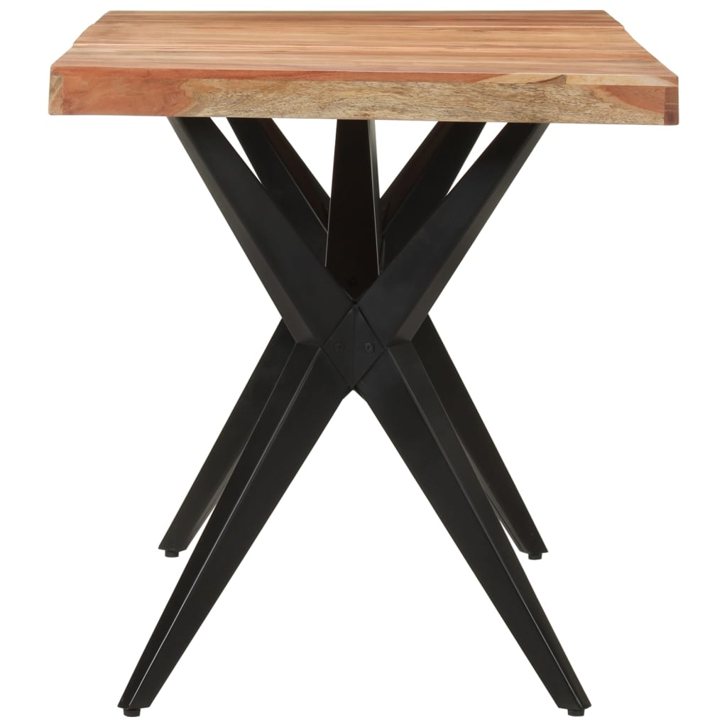 Table à dîner noir 140x70x76 cm bois d'acacia solide - XIOS