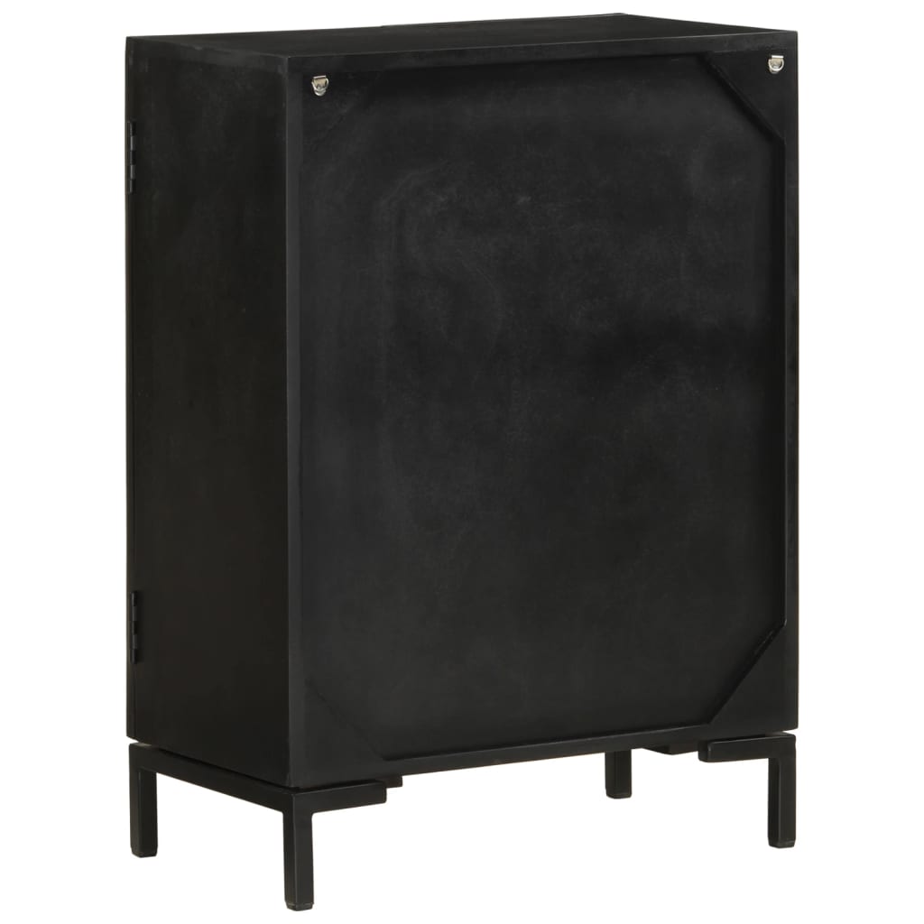 Buffet noir 55x30x77 cm bois massif de manguier et fer - XIOS