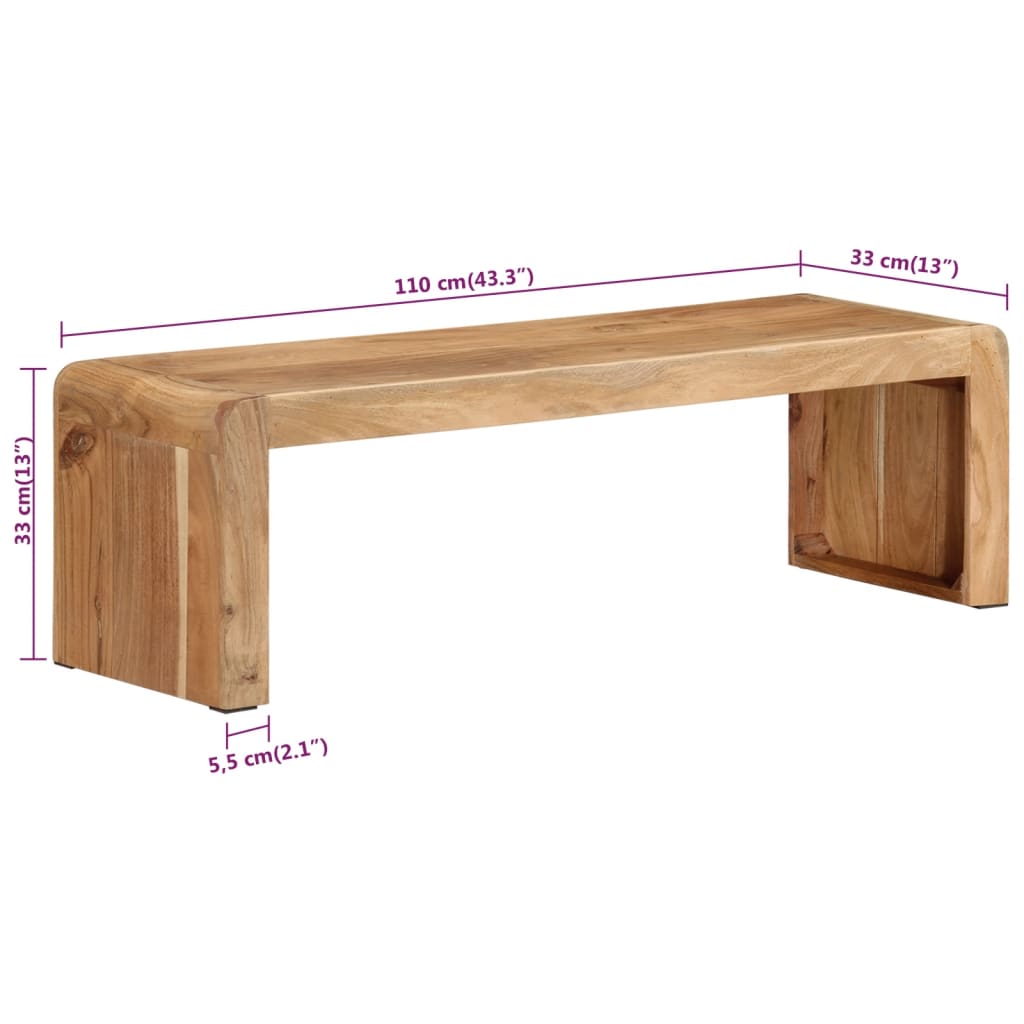 Meuble TV 110x33x33 cm bois d'acacia massif - XIOS