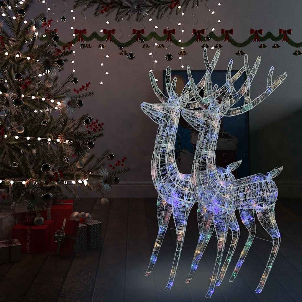 Rennes de Noël XXL Acrylique 250 LED 2 pcs 180 cm Multicolore - XIOS