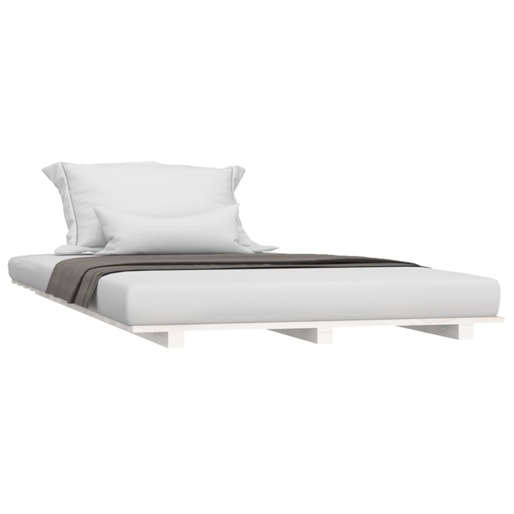 Cadre de lit sans matelas blanc 100x200 cm bois de pin massif - XIOS