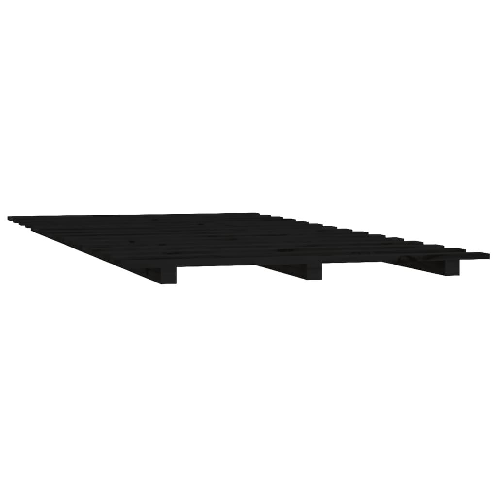 Cadre de lit sans matelas noir 100x200 cm bois massif de pin - XIOS