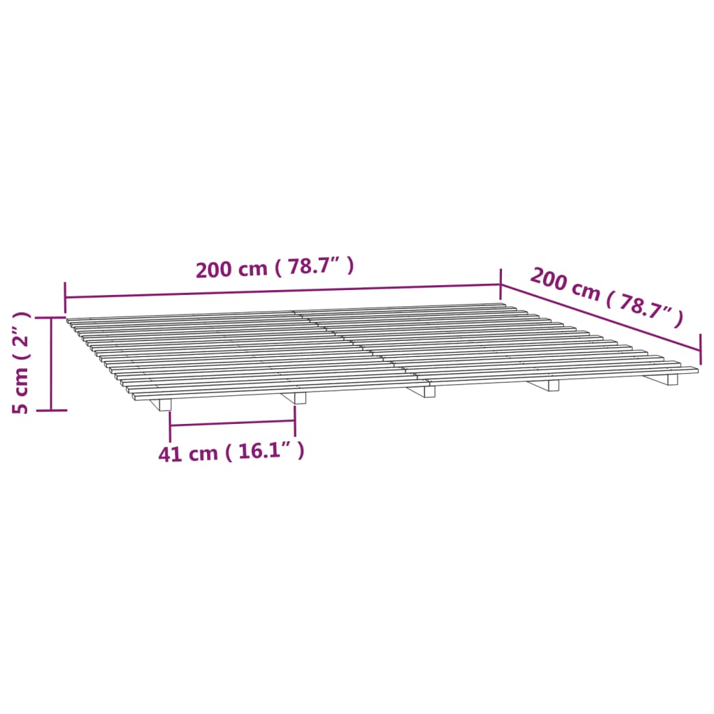 Cadre de lit sans matelas blanc 200x200 cm bois massif de pin - XIOS