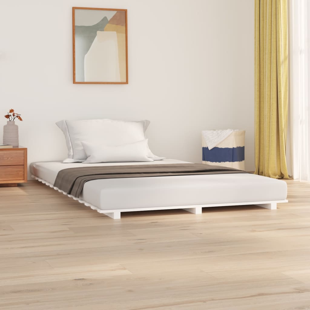 Cadre de lit sans matelas blanc 120x200 cm bois de pin massif - XIOS