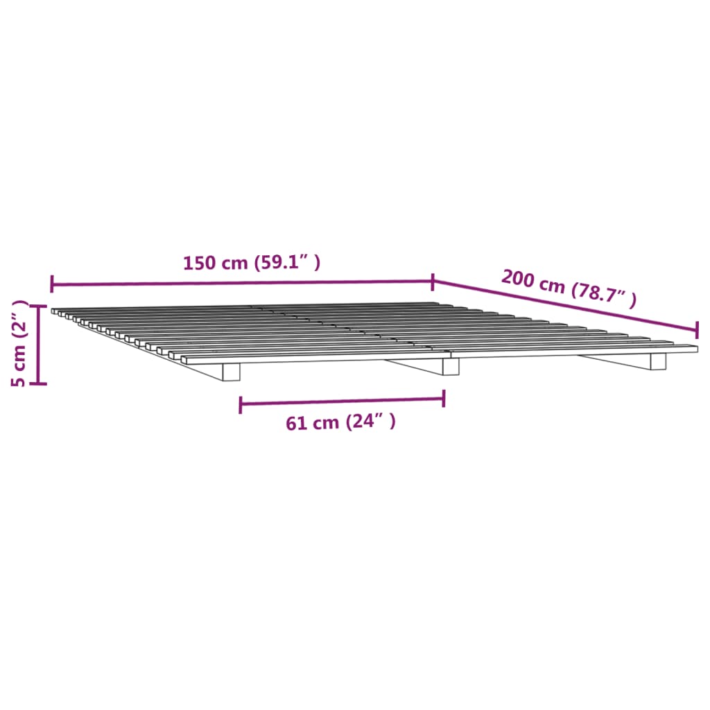 Cadre de lit sans matelas blanc 150x200 cm bois de pin massif - XIOS