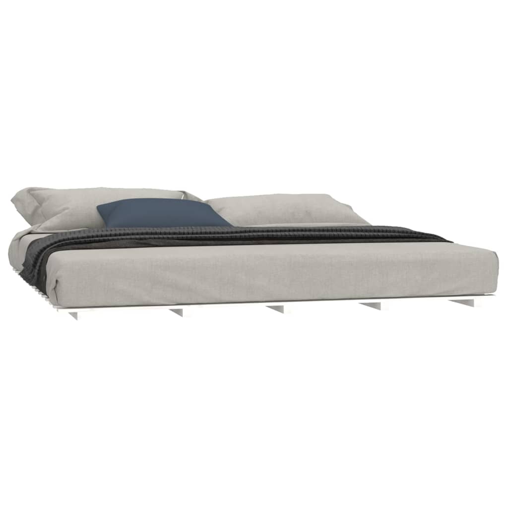 Cadre de lit sans matelas blanc 180x200 cm bois massif de pin - XIOS