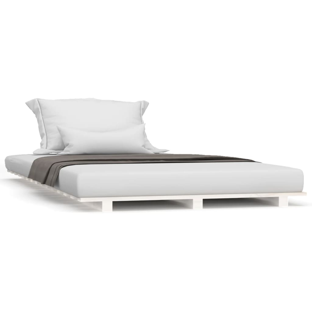 Cadre de lit sans matelas blanc 90x190 cm bois de pin massif - XIOS