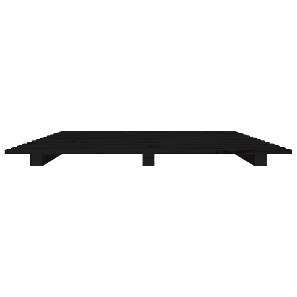 Cadre de lit sans matelas noir 75x190 cm bois de pin massif - XIOS
