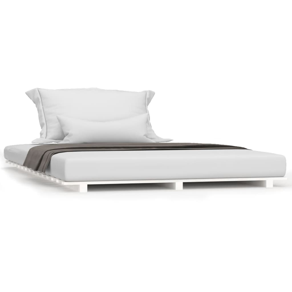Cadre de lit sans matelas blanc 140x190 cm bois de pin massif - XIOS