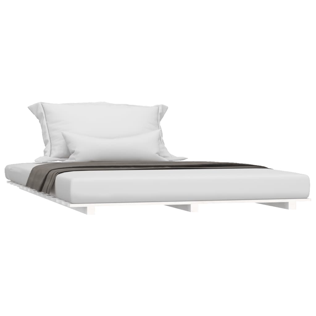 Cadre de lit sans matelas blanc 140x190 cm bois de pin massif - XIOS