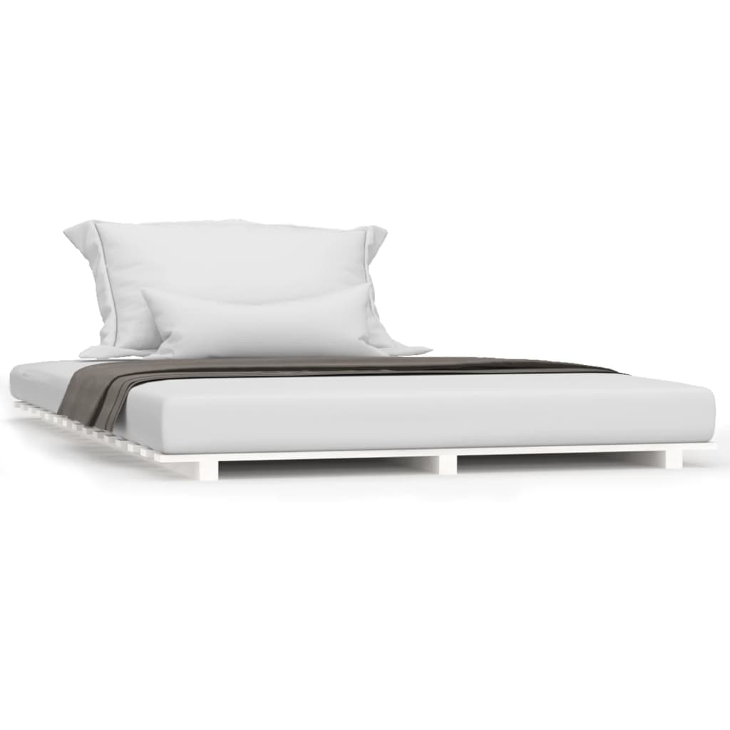 Cadre de lit sans matelas blanc 135x190 cm bois de pin massif - XIOS
