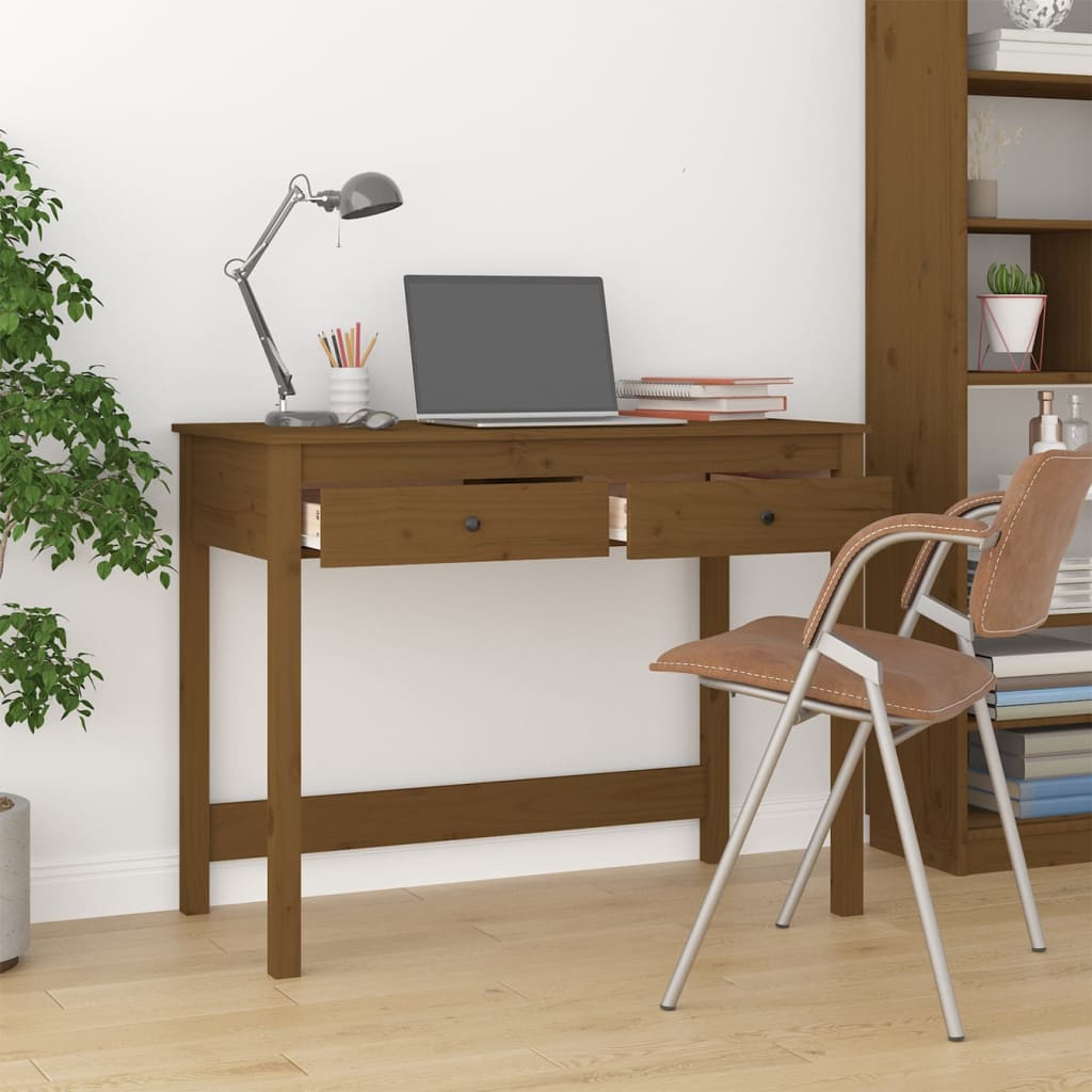 Bureau avec tiroirs Marron miel 100x50x78 cm Bois massif de pin - XIOS