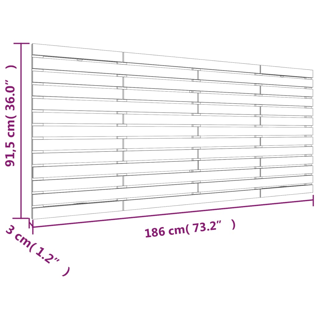 Tête de lit murale 186x3x91,5 cm Bois massif de pin - XIOS