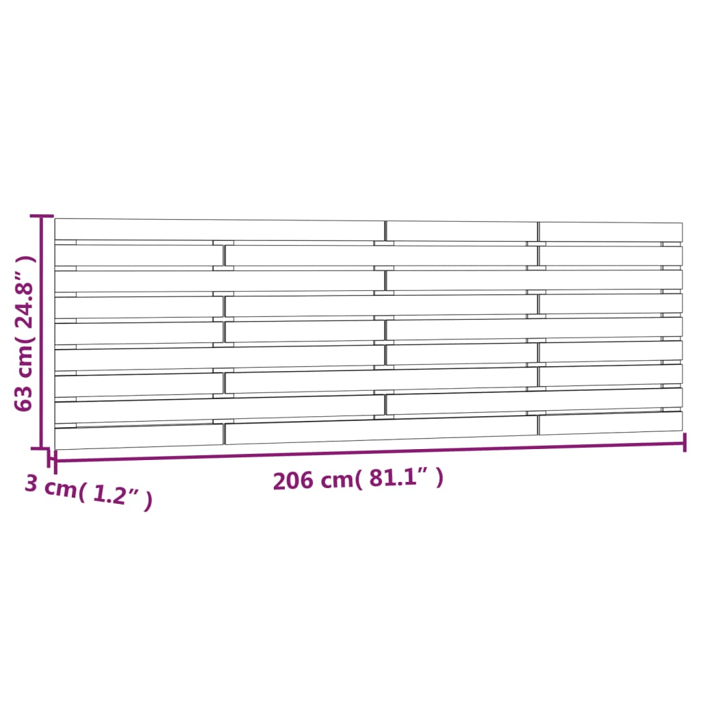 Tête de lit murale 206x3x63 cm Bois massif de pin - XIOS