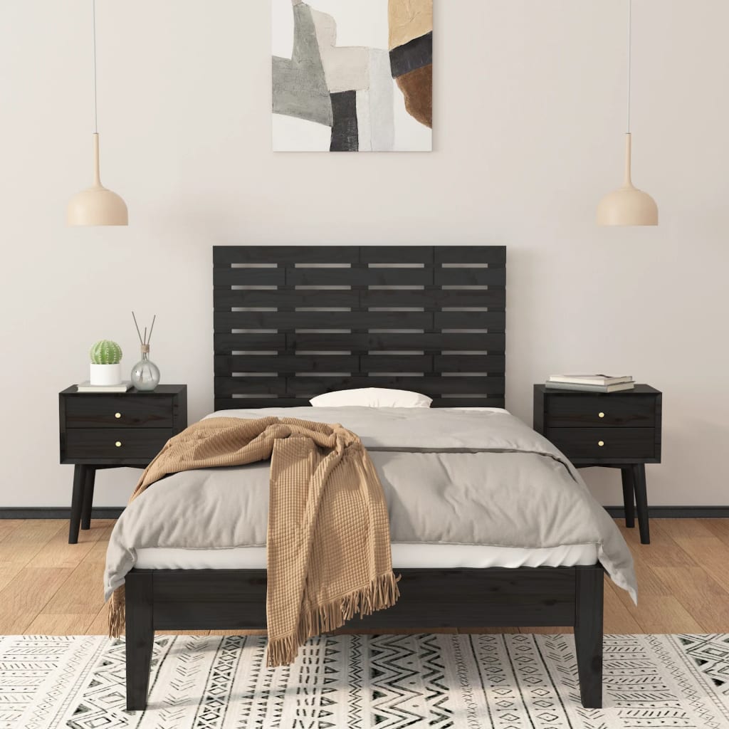 Tête de lit murale Noir 96x3x63 cm Bois massif de pin - XIOS