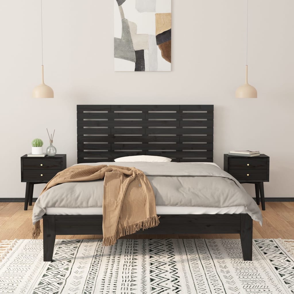 Tête de lit murale Noir 126x3x63 cm Bois massif de pin - XIOS