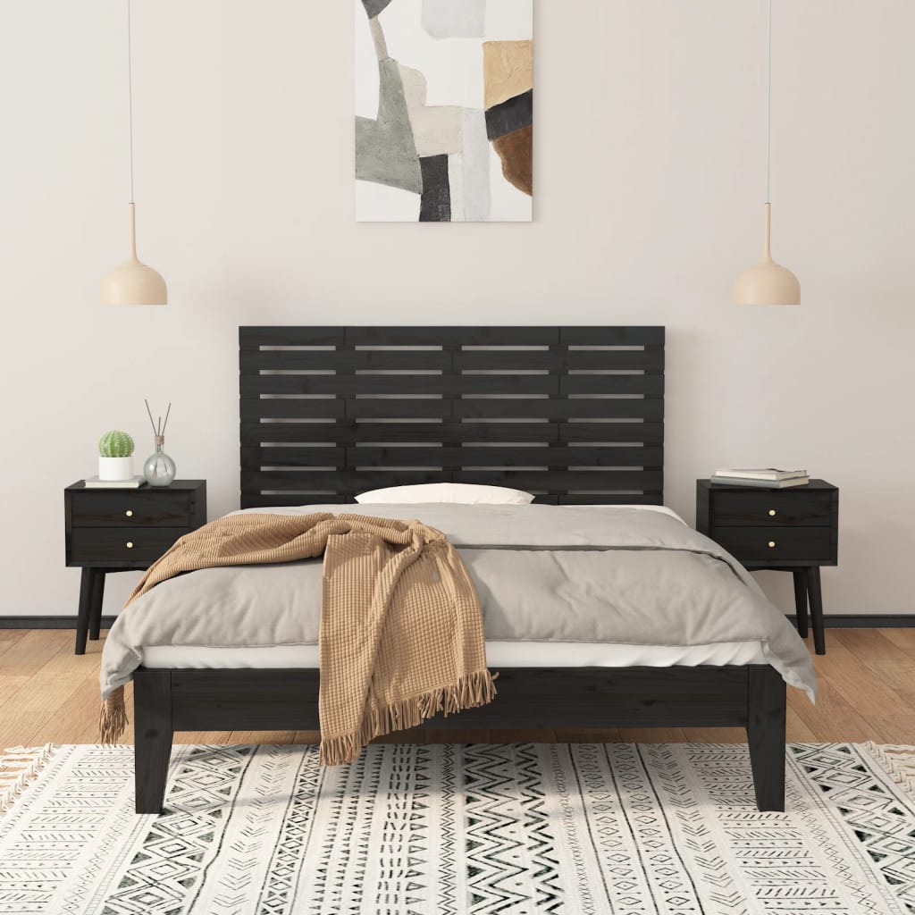 Tête de lit murale Noir 146x3x63 cm Bois massif de pin - XIOS