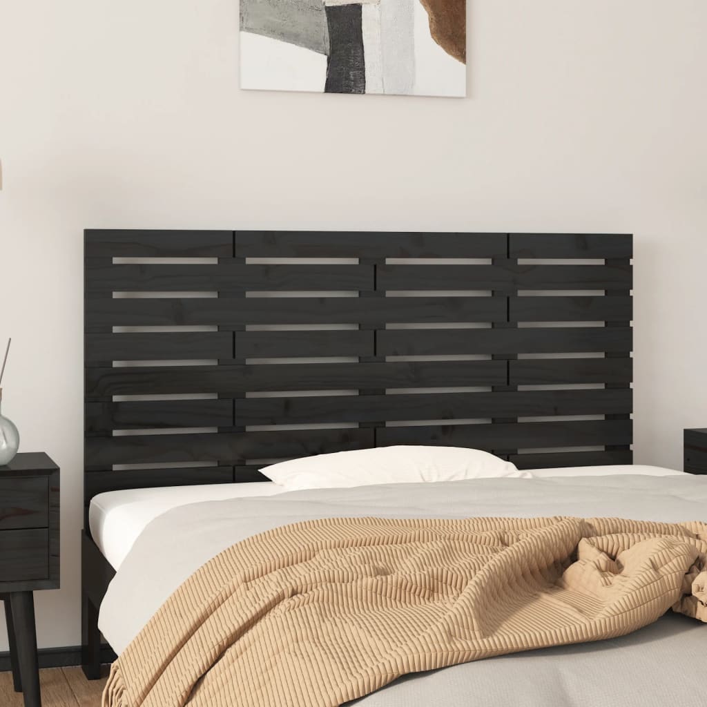 Tête de lit murale Noir 146x3x63 cm Bois massif de pin - XIOS