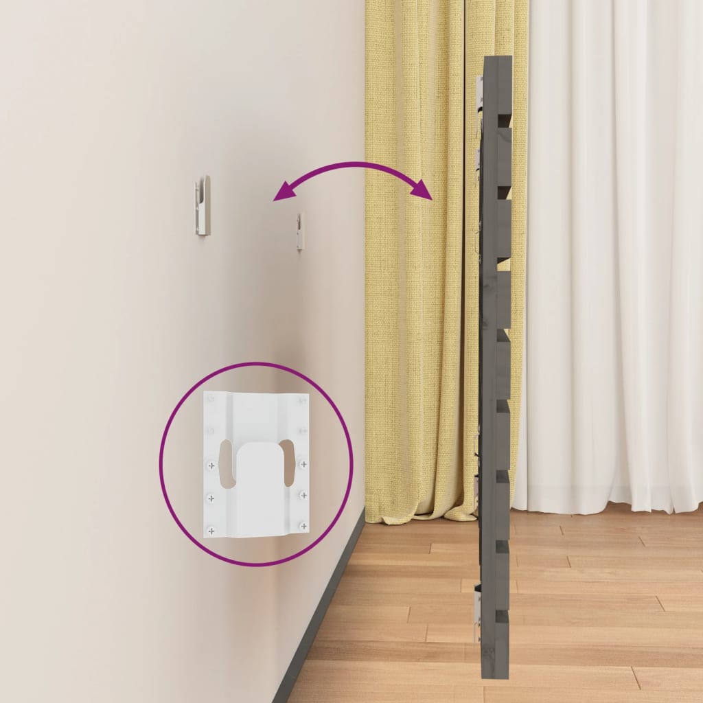 Tête de lit murale Gris 81x3x63 cm Bois massif de pin - XIOS