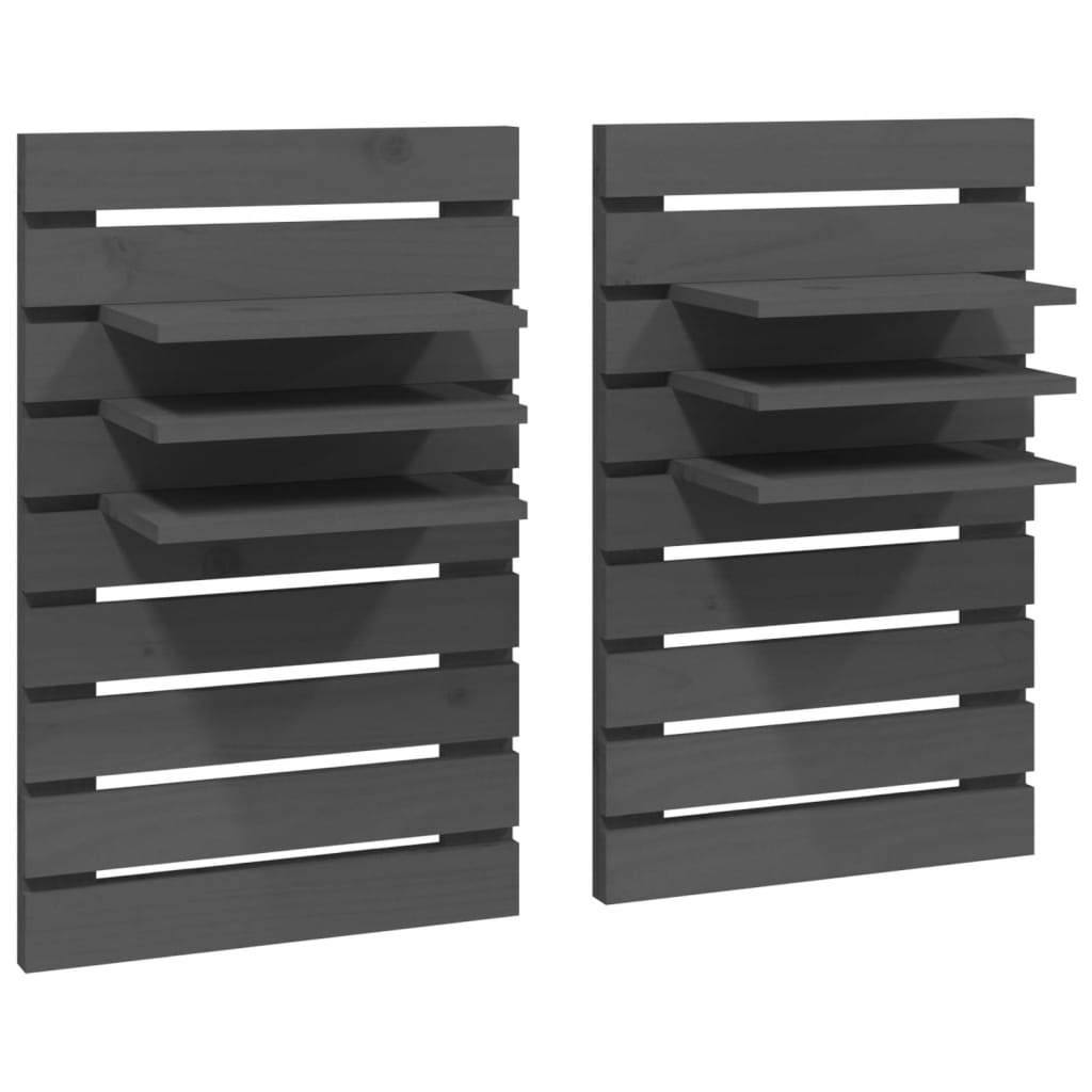 Étagères de chevet murales 2 pcs Gris Bois de pin massif - XIOS