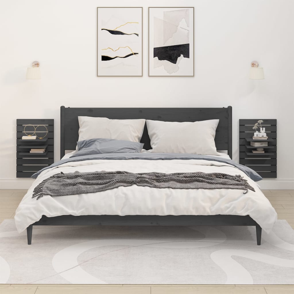 Étagères de chevet murales 2 pcs Gris Bois de pin massif - XIOS