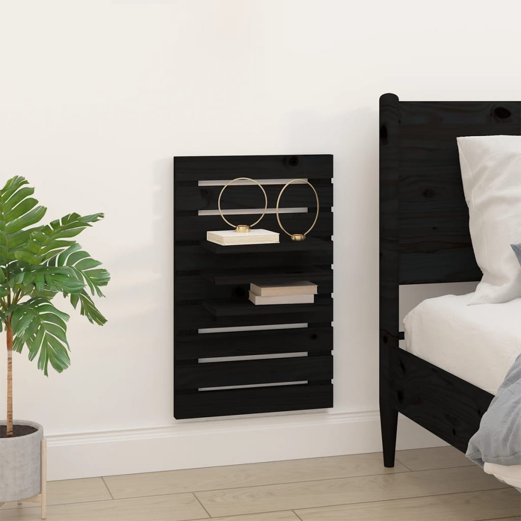 Étagères de chevet murales 2 pcs Noir Bois de pin massif - XIOS