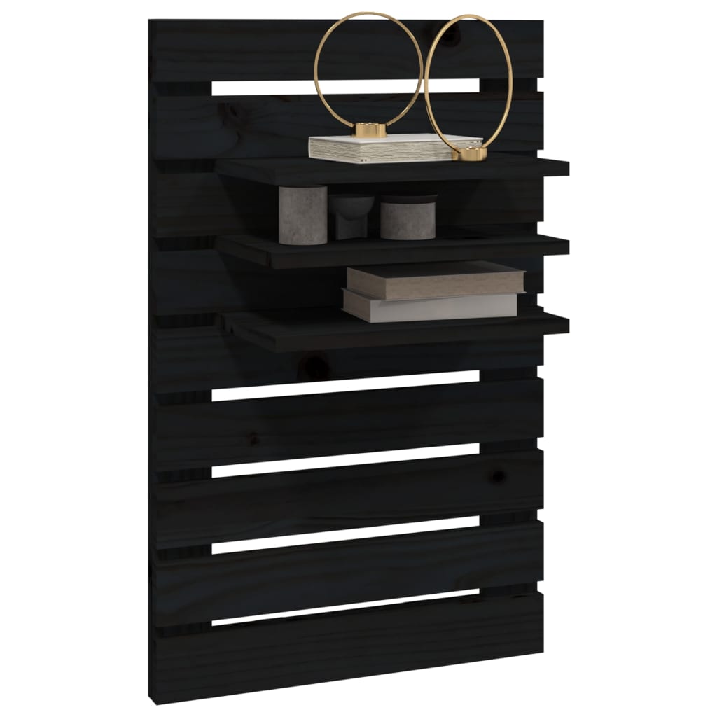 Étagères de chevet murales 2 pcs Noir Bois de pin massif - XIOS