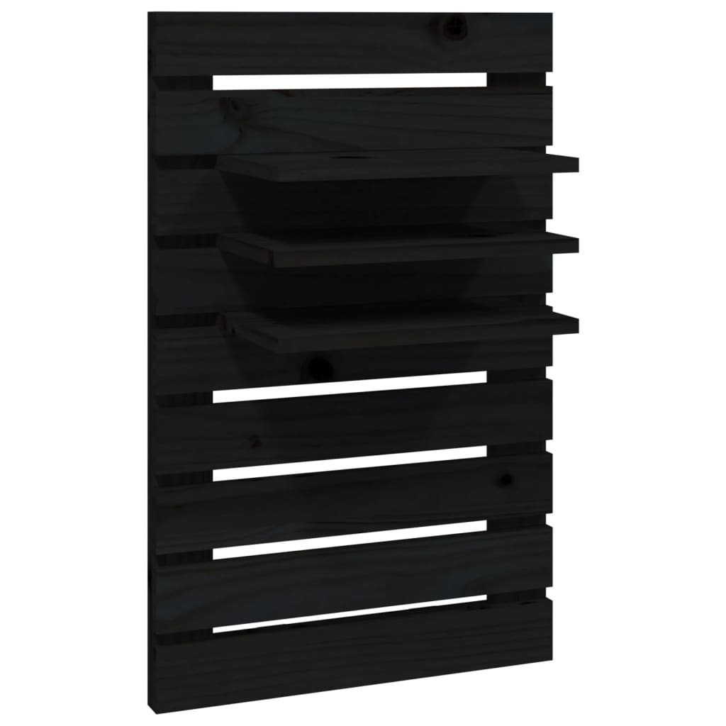 Étagères de chevet murales 2 pcs Noir Bois de pin massif - XIOS