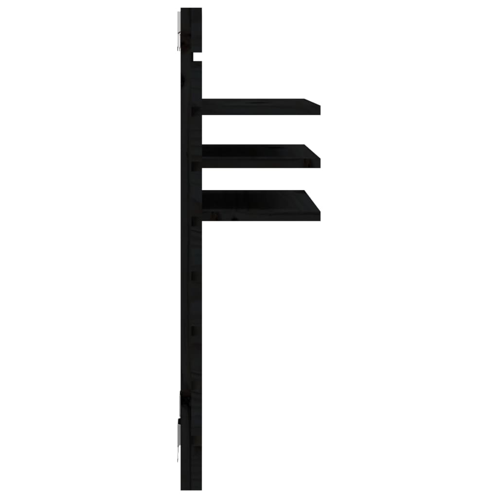Étagères de chevet murales 2 pcs Noir Bois de pin massif - XIOS