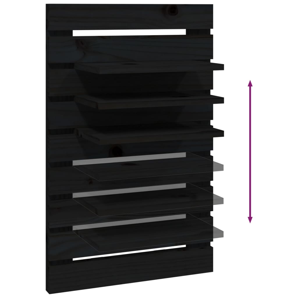 Étagères de chevet murales 2 pcs Noir Bois de pin massif - XIOS